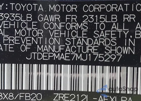 2021 Toyota Corolla Le from USA, damaged, VIN JTDEPMAE7MJ175297